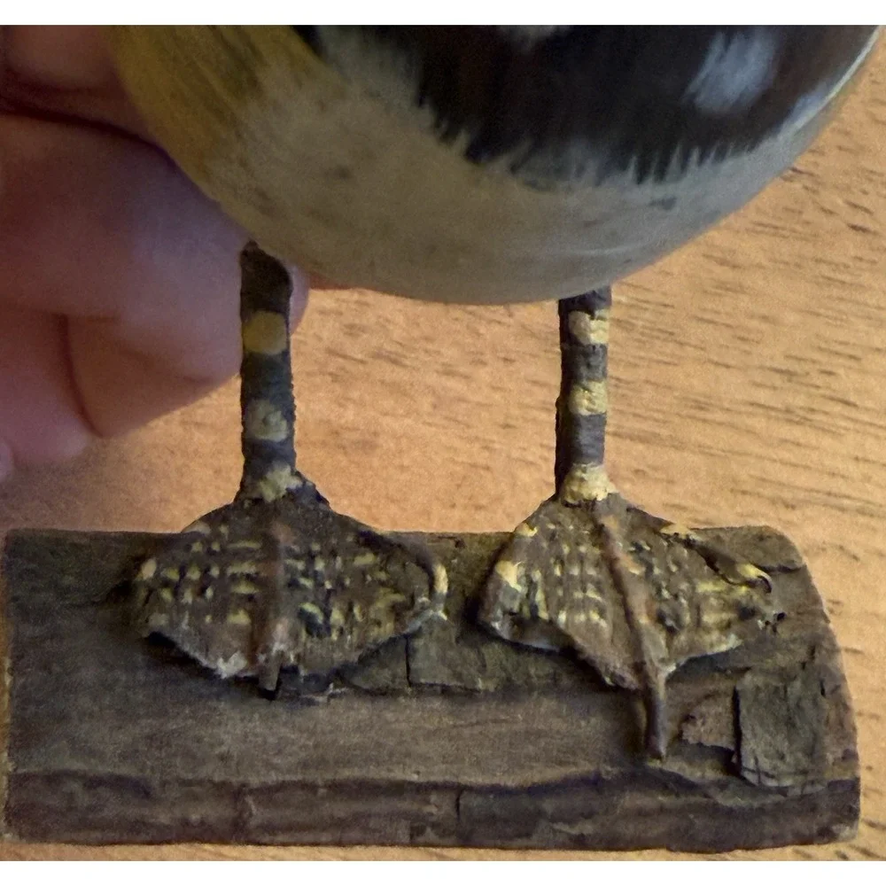 VINTAGE HAND Carved & PAINTED Wooden WOOD DUCK ON LOG 4
